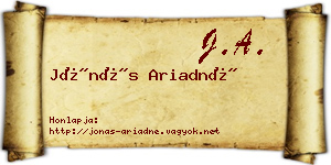 Jónás Ariadné névjegykártya